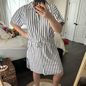 Cabana Life Women’s Extra Small Blue White Striped Shirt Dress